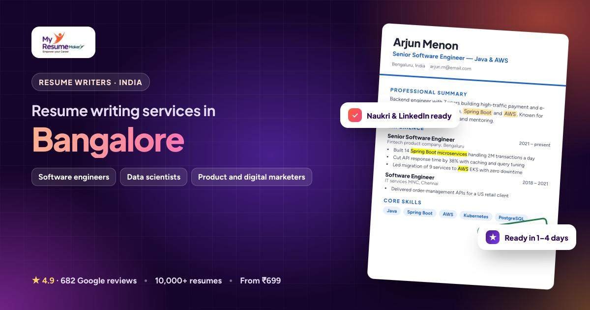 Resume writing services for jobs in Bangalore by My Resume Maker