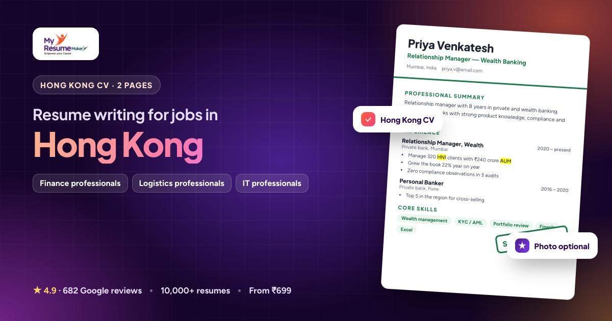 Resume writing services for jobs in Hong Kong by My Resume Maker