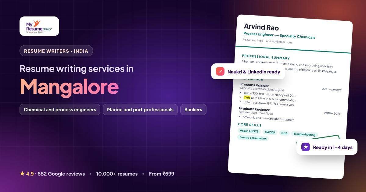 Resume writing services for jobs in Mangalore by My Resume Maker