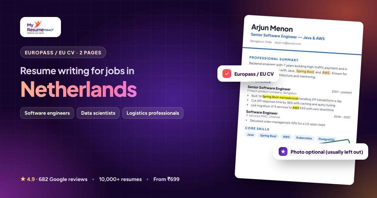 Resume writing services for jobs in the Netherlands by My Resume Maker