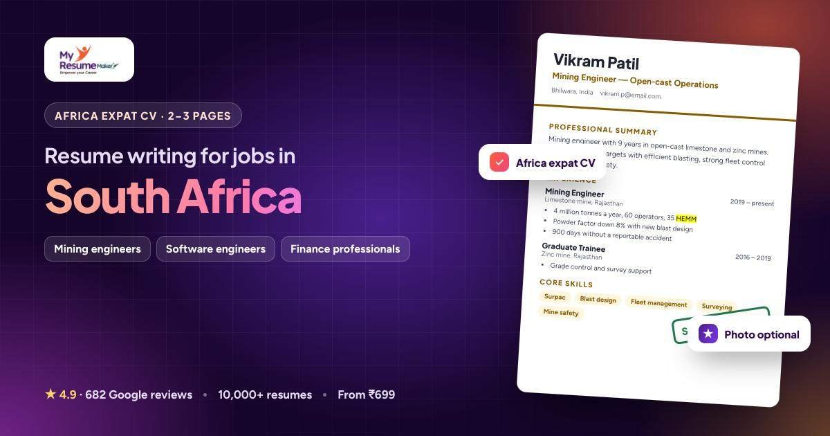 Resume writing services for jobs in South Africa by My Resume Maker